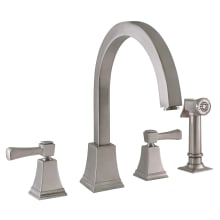 Torino Double Handle Widespread Kitchen Faucet with Metal Lever Handles and Sidespray