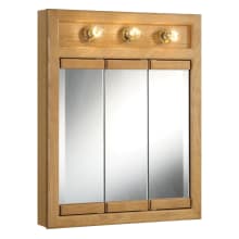 Richland 24" Framed Triple Door Mirrored Medicine Cabinet with 3 Lights