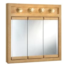 Richland 30" x 30" Framed Triple Door Mirrored Medicine Cabinet with 4 Lights