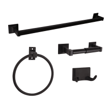 Millbridge Bathroom Accessory Set with 24" Center to Center Towel Bar, Towel Ring, Toilet Paper Holder, and Robe Hook