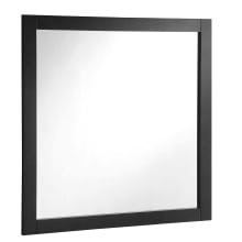 30" Wall Mounted Mirror with Wooden Frame and Plain Glass Edge