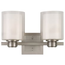 Oslo 2 Light 16" Wide Vanity Light with Frosted Glass Shades