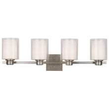 Oslo 4 Light 10" Tall Wall Sconce with Clear Glass and Frosted Glass Shades