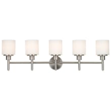 Aubrey 5 Light 38" Wide Vanity Light with Frosted Glass Shades