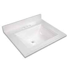 25" Marble Drop-In Vanity Top with Integrated Sink and 3 Faucet Holes