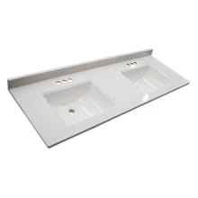 61" Cultured Marble Vanity Top with Integrated Sinks and Backsplash