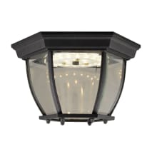 Canterbury 10-13/16" Wide Integrated LED Outdoor Flush Mount Lantern Ceiling Fixture with a Clear Beveled Glass Shade