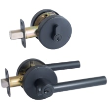 Eastport Single Cylinder Keyed Entry Lever Set and Deadbolt Combo with Round Rose