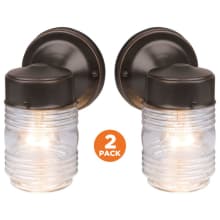 Pack of (2) - Jelly Jar 8" Tall Outdoor Wall Sconce with Ribbed Glass Shade