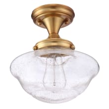 Schoolhouse 9" Wide Semi-Flush Ceiling Fixture with Seedy Glass Shade