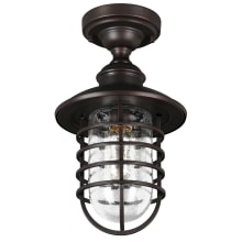 Stevenson 8" Wide Semi-Flush Lantern Ceiling Fixture with Seedy Glass Shade