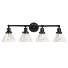 Augustin 4 Light 35" Wide Vanity Light with Seedy Glass Shades