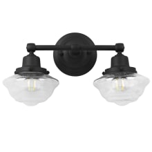 Schoolhouse 2 Light 17" Wide Bathroom Vanity Light with Seedy Glass Shades