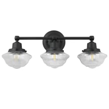 Schoolhouse 3 Light 23" Wide Bathroom Vanity Light with Seedy Glass Shades