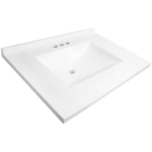 Camilla 31" Cultured Marble Vanity Top with Integrated Backsplash and 3 Faucet Holes at 4" Centers