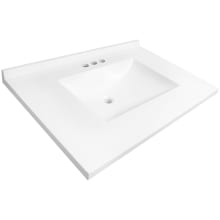 Camilla 37" Cultured Marble Vanity Top with Integrated Backsplash and 3 Faucet Holes at 4" Centers