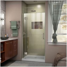 Unidoor-X 72" High x 29" Wide Hinged Frameless Shower Door with Clear Glass