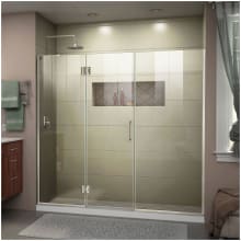 Unidoor-X 72" High x 62" Wide Hinged Frameless Shower Door with Clear Glass
