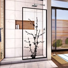 Linea Blossom 34" W x 72" H Single Panel Frameless Shower Door with Open Entry Design