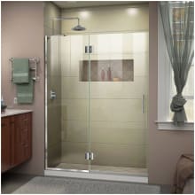 Unidoor-X 72" High x 47" Wide Hinged Frameless Shower Door with Clear Glass