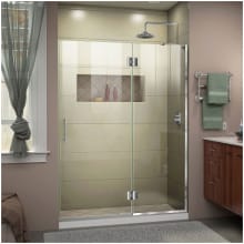 Unidoor-X 72" High x 49" Wide Hinged Frameless Shower Door with Clear Glass