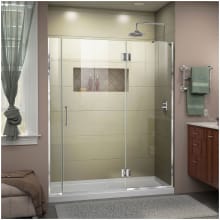 Unidoor-X 72" High x 59" Wide Hinged Frameless Shower Door with Clear Glass