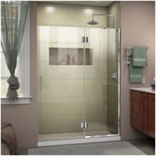 Unidoor-X 72" High x 54" Wide Hinged Frameless Shower Door with Clear Glass