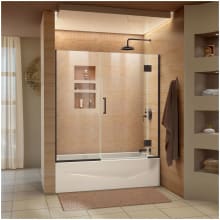 Unidoor-X 58" High x 58" Wide Hinged Frameless Shower Door with Clear Glass