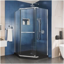 Prism 74-3/4" High x 36" Wide Frameless Neo-Angle Shower Module with Pivot Shower Door and Center Drain Base Kit