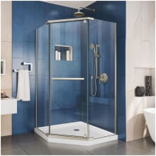 Prism 74-3/4" High x 38" Wide Frameless Neo-Angle Shower Module with Pivot Shower Door and Center Drain Base Kit