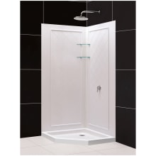 SlimLine 40" x 40" Neo-Angle Shower Base and QWALL-4 Shower Backwall Kit