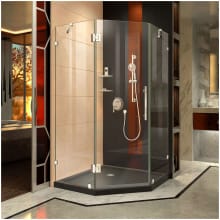 Prism Lux 42" x 42" x 74 3/4" H Frameless Hinged Shower Enclosure with SlimLine Shower Base Kit