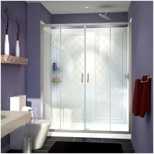 Visions 76-3/4" High x 60" Wide Sliding Framed Shower Enclosure with Clear Glass and 30" Deep x 60" Wide Shower Base with Center Drain
