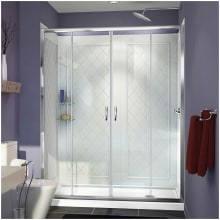 Visions 76-3/4" High x 60" Wide Sliding Framed Shower Enclosure with Clear Glass and 30" Deep x 60" Wide Shower Base with Right Drain
