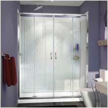 Visions 76-3/4" High x 60" Wide Sliding Framed Shower Enclosure with Clear Glass and 32" Deep x 60" Wide Shower Base with Left Drain