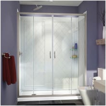 Visions 76-3/4" High x 60" Wide Sliding Framed Shower Enclosure with Clear Glass and 32" Deep x 60" Wide Shower Base with Left Drain