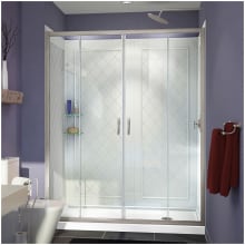 Visions 76-3/4" High x 60" Wide Sliding Framed Shower Enclosure with Clear Glass and 34" Deep x 60" Wide Shower Base with Right Drain