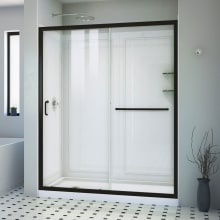 Infinity-Z 76-3/4" High x 60" Wide x 30" Deep Alcove Shower Module with Clear Sliding Shower Door, Left Drain Base, and Acrylic Backwall Kit