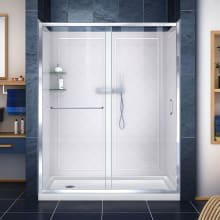 Infinity-Z 76-3/4" High x 60" Wide Sliding Framed Shower Door with Clear Glass and 30" Deep x 60" Wide Shower Base with Left Drain