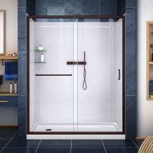 Infinity-Z 76-3/4" High x 60" Wide x 34" Deep Alcove Shower Module with Clear Sliding Shower Door, Left Drain Base, and Acrylic Backwall Kit