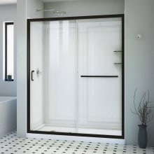 Infinity-Z 76-3/4" High x 60" Wide x 34" Deep Alcove Shower Module with Clear Sliding Shower Door, Left Drain Base, and Acrylic Backwall Kit