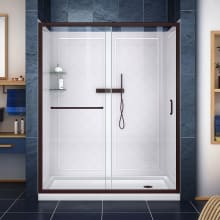Infinity-Z 76-3/4" High x 60" Wide x 34" Deep Alcove Shower Module with Clear Sliding Shower Door, Right Drain Base, and Acrylic Backwall Kit