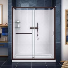 Infinity-Z 76-3/4" High x 60" Wide x 36" Deep Alcove Shower Module with Clear Sliding Shower Door, Center Drain Base, and Acrylic Backwall Kit