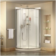 Prime 33" Wide x 76 3/4" High Semi-Frameless Clear Glass Sliding Shower Enclosure - Includes Shower Base