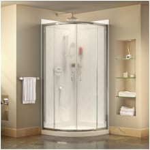 Prime 33" Wide x 76 3/4" High Semi-Frameless Frosted Glass Sliding Shower Enclosure - Includes Shower Base