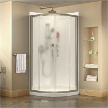 Prime 33" Wide x 76 3/4" High Semi-Frameless Frosted Glass Sliding Shower Enclosure - Includes Shower Base