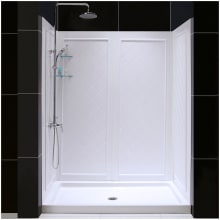 SlimLine Shower Installation Package with 76-3/4" High x 60" Wide x 30" Deep Shower Walls and 30" by 60" Single Threshold Shower Base