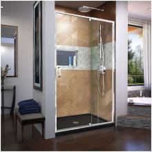 Flex 74-3/4" H x 48" W x 36" D Hinged Frameless Shower Enclosure with Clear Glass