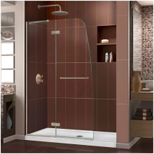 Aqua Ultra 74-3/4" High x 60" Wide 30" Deep Hinged Frameless Shower Door with Clear Glass, SlimeLine Shower Base Kit, and Center Drain