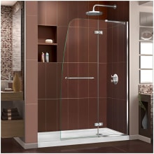 Aqua Ultra 74-3/4" High x 60" Wide 30" Deep Hinged Frameless Shower Door with Clear Glass, SlimeLine Shower Base Kit, and Right Drain